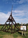 Wooden medieval catapult at a museum