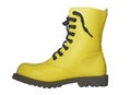High yellow boot on a white background