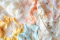 highangle view of baby garments in a frothy soap mix