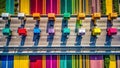 HighAngle View of a Modern Highway Traffic Monitoring System with Colorful Speed Detectors Analyzing Traffic Flow and