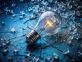 HighAngle View of a Shattered Lightbulb A Visual Representation of a Costly Mistake and Fragility Royalty Free Stock Photo