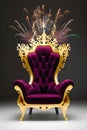 highback upholstered armchair fireworks inspired sculpted organic explosive armchair covered in feathers generated by ai Royalty Free Stock Photo