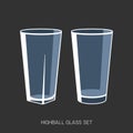 Highball glass set sign simple empty vector illustration