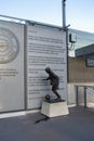 HIGHBURY, LONDON, ENGLAND- 6 May 2021: Ken Friar statue outside Arsenal Emirates football stadium