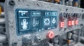 Highdefinition closeup of the control panel on a concrete mixer with indicators showing optimal temperatures and Royalty Free Stock Photo