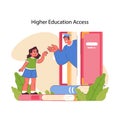 Higher education access concept. Flat vector illustration