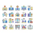 Higher Education And Graduation Icons Set Vector . Royalty Free Stock Photo