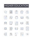 higher education line icons collection. Advanced learning, Further studies, Supplementary training, Enhanced instruction