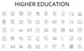 higher education line icons collection. Anchorage, Buoyancy, Captain, Catamaran, Cruise, Docks, Fenders vector and