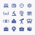 Higher Education pictogram icons set. Back to school. Science and college vector objects. Royalty Free Stock Photo