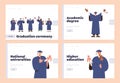 Higher education and student graduation ceremony in national universities set of landing page Royalty Free Stock Photo