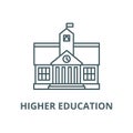 Higher education vector line icon, linear concept, outline sign, symbol Royalty Free Stock Photo