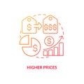 Higher prices red gradient concept icon Royalty Free Stock Photo