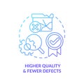 Higher quality and fewer defects blue gradient icon