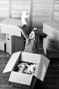 A Higher Quality of Living. repair of room. new apartment. Cardboard boxes - moving to new house. purchase of new Royalty Free Stock Photo