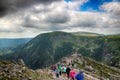 The highest mountain Snezka in national park Krkonose in Czech republic Royalty Free Stock Photo