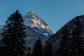 Highest mountains with evening light and silhouette of mountain Royalty Free Stock Photo