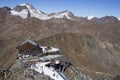 Ski area in Kurzras Maso Corto - View of Glacier Hotel Grawand. Royalty Free Stock Photo