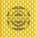 Highest Standard gold shiny emblem. Scales pattern. Vector Illustration. Detailed. EPS10