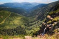 The highest waterfall in National park Giant mountains in Czech republic Royalty Free Stock Photo