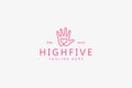 Highfive Gesture and Heart Love Shape Illustration Logo Concept.