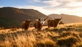 Highland cattle, aka Kyloe, AI generated Royalty Free Stock Photo