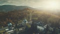 Highland church mountain village scenery aerial view Royalty Free Stock Photo