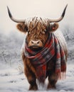 Red Soldier\'s Highland Cow Scarf: A Uniquely Beautiful Winter Ac Royalty Free Stock Photo