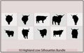 Highland Cow silhouette,Vector Illustrated portrait of Highland cattle,Yak Head Silhouette Scottish Highland Cattle