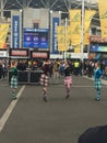 Highland dancers at rugby game