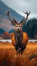 Highland elegance Red deer stag in Scottish autumn wilderness Royalty Free Stock Photo