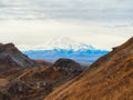 Highland scenery with sharpened stones of unusual shape. Awesome scenic mountain landscape with big cracked pointed stones closeup