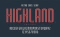 Highland vector condensed inline retro typeface, uppercase letters and numbers, alphabet, font, typography.