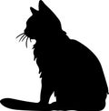 Highlander Cat Black Silhouette Generative Ai