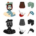 Highlander, Scottish Viking, tartan, kilt, scottish skirt, scone stone, national musical instrument of bagpipes