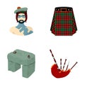 Highlander, Scottish Viking, tartan, kilt, scottish skirt, scone stone, national musical instrument of bagpipes