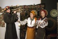 Highlanders Hutsuls in the Carpathians in vintage clothes