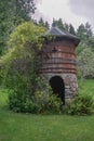 Highlands, Scotland: An antique cylindrical wood and stone dovecote