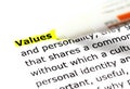 Highligh wording Values Royalty Free Stock Photo