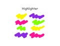 Highlight brush stroke set. Vector color marker pen lines. Yellow, pink, purple, green underline hand drawn highlight Royalty Free Stock Photo