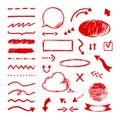 Highlight doodle. Select arrow marker icons. Selection and pointer drawing circle frames scribble underlines Royalty Free Stock Photo