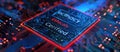 Highlight ethically certified tech chip for responsible secure electronics on a circuit board AIG62