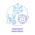 Highlight main ideas blue gradient concept icon