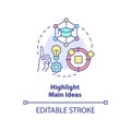 Highlight main ideas concept icon