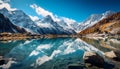 Highlight the mirror-like surface of a mountain lake