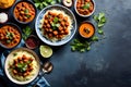 Highlight nutritious Indian dishes against a fresh-toned backdrop with generous copy space