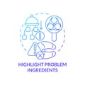 Highlight problem ingredients blue gradient concept icon