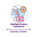 Highlight problem ingredients concept icon