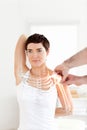 Highlighted bones of woman at physiotherapist Royalty Free Stock Photo