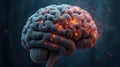 Conceptual Image of Brain with Neural Activity and Sparks